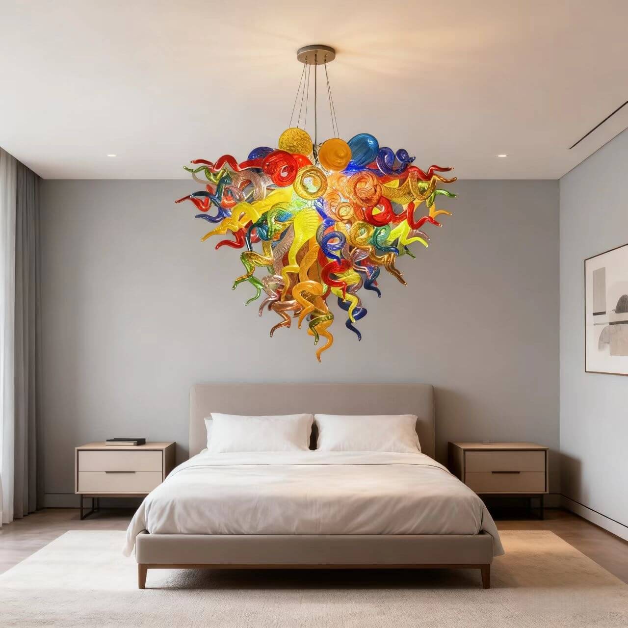Hand made glass multicolor chandelier