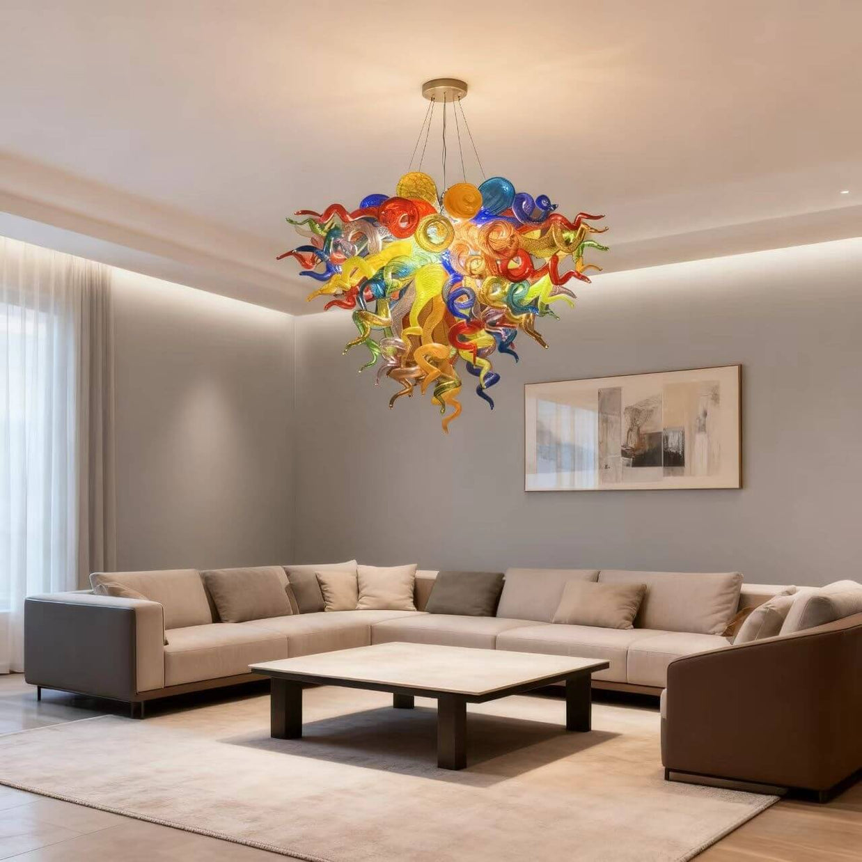 Hand made glass multicolor chandelier