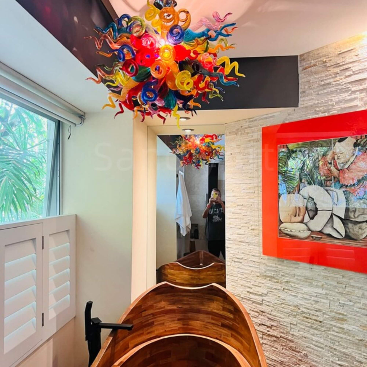 Hand made glass multicolor chandelier