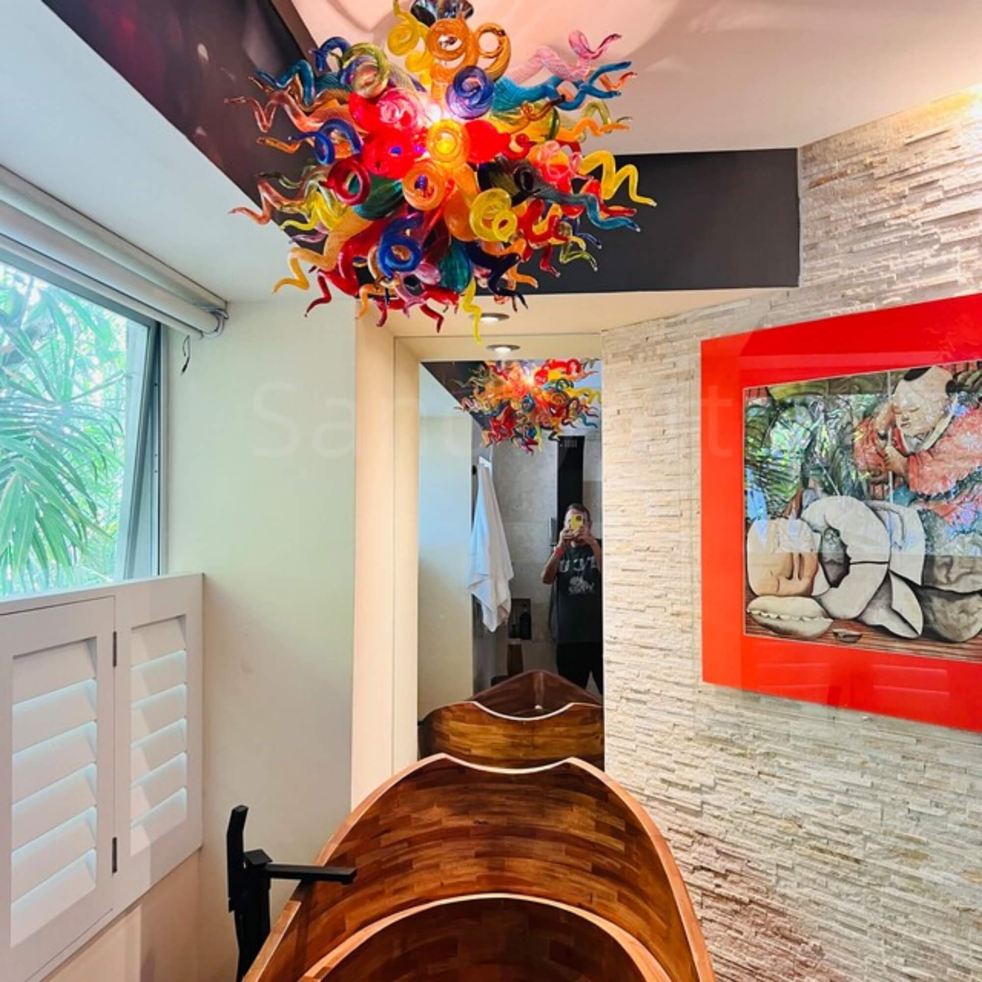 Hand made glass multicolor chandelier