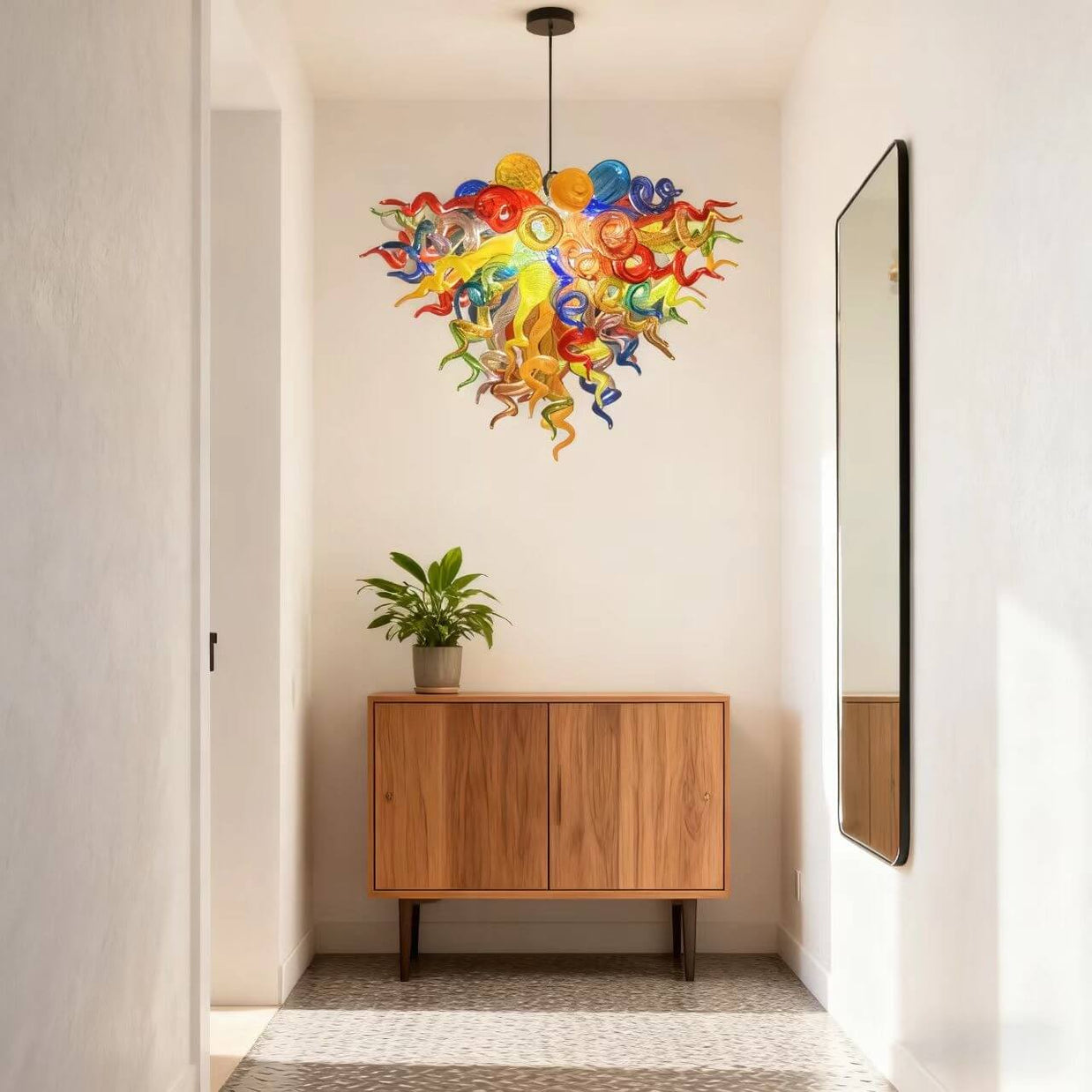 Hand made glass multicolor chandelier