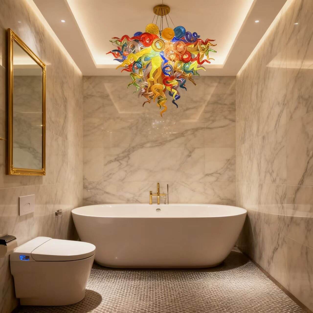 Hand made glass multicolor chandelier
