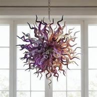 Purple and clear art blown glass chandeliers home villa decoration