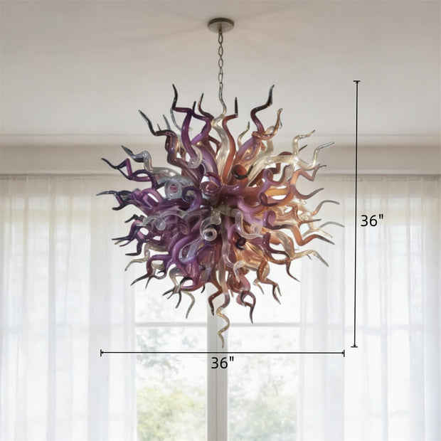 Purple and clear art blown glass chandeliers home villa decoration
