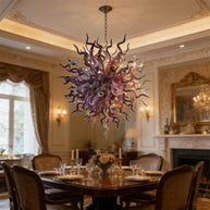 Purple and clear art blown glass chandeliers home villa decoration