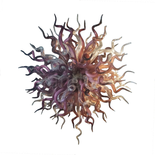 Purple and clear art blown glass chandeliers home villa decoration