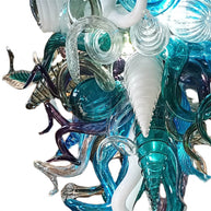 Chihuly style blown glass chandelier custom colors design
