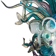 Chihuly style blown glass chandelier custom colors design
