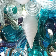 Chihuly style blown glass chandelier custom colors design