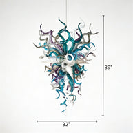 Chihuly style blown glass chandelier custom colors design