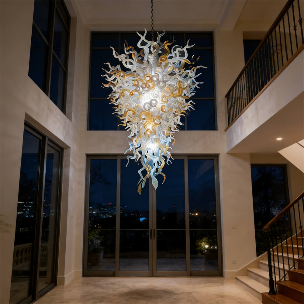 Hotel villa blown glass large chandelier hand made art lighting custom design