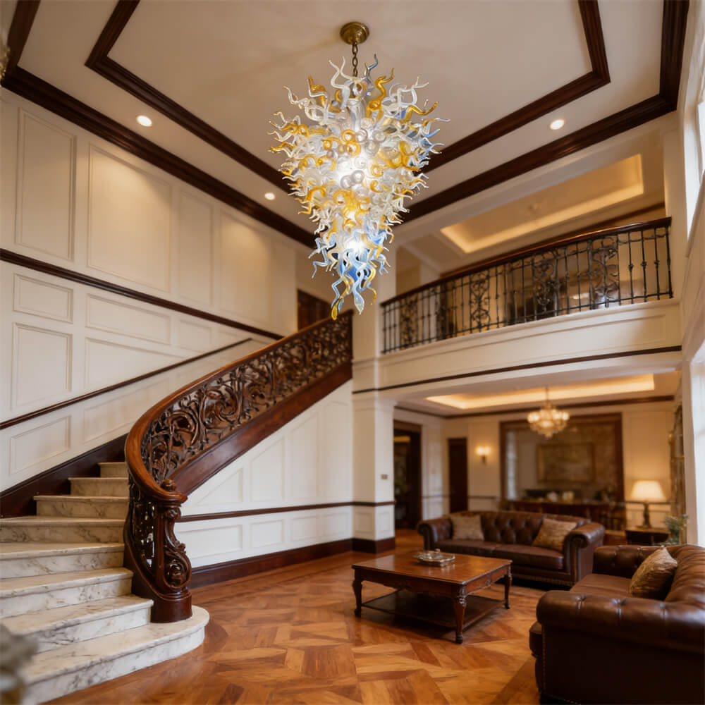 Hotel villa blown glass large chandelier hand made art lighting custom design
