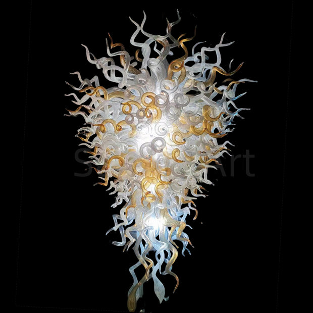 Amber and white color big glass hotel chandelier 180cm tall never fading