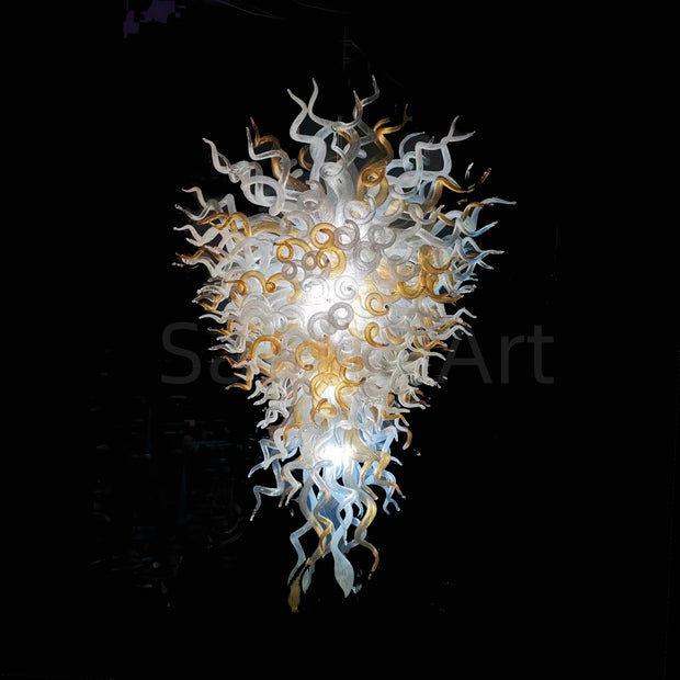 Amber and white color big glass hotel chandelier 180cm tall never fading