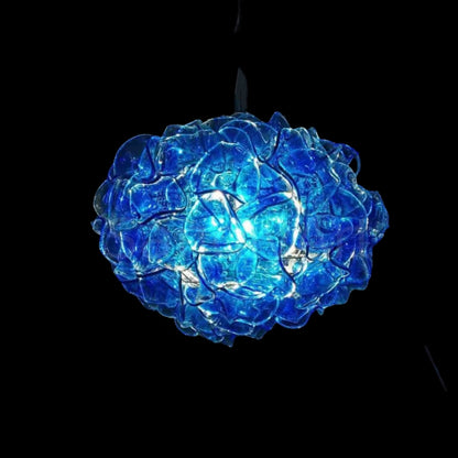 Special design hand made DIY blown glass blue flower chandelier