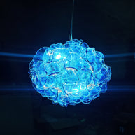 Special design hand made DIY blown glass blue flower chandelier