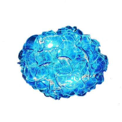 Special design hand made DIY blown glass blue flower chandelier