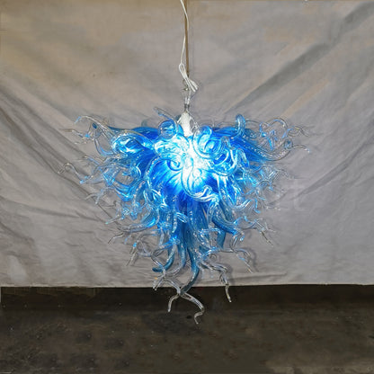 Blue with clear custom blown glass chandeliers modern design for dining room decoration