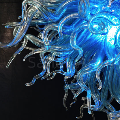 Blue with clear custom blown glass chandeliers modern design for dining room decoration