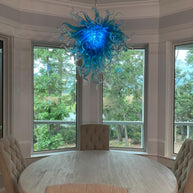 Blue with clear custom blown glass chandeliers modern design for dining room decoration