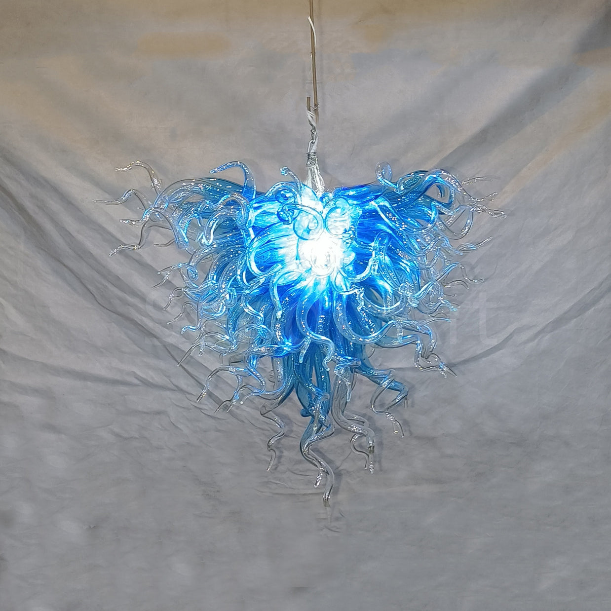 Blue with clear custom blown glass chandeliers modern design for dining room decoration