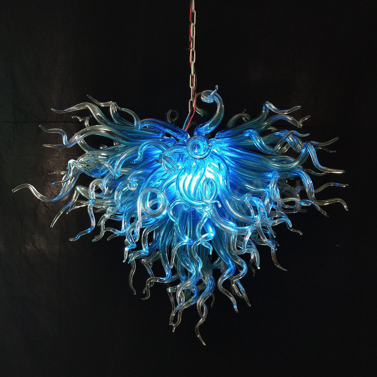 Blue with clear custom blown glass chandeliers modern design for dining room decoration