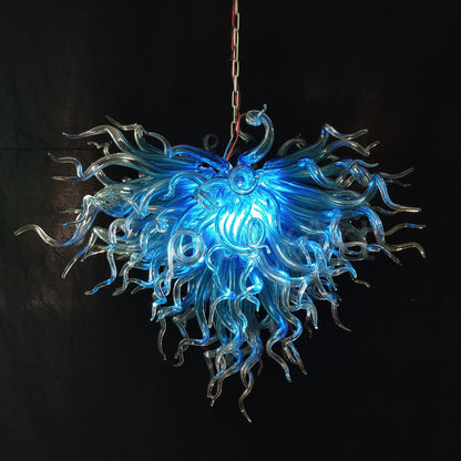 Blue with clear custom blown glass chandeliers modern design for dining room decoration