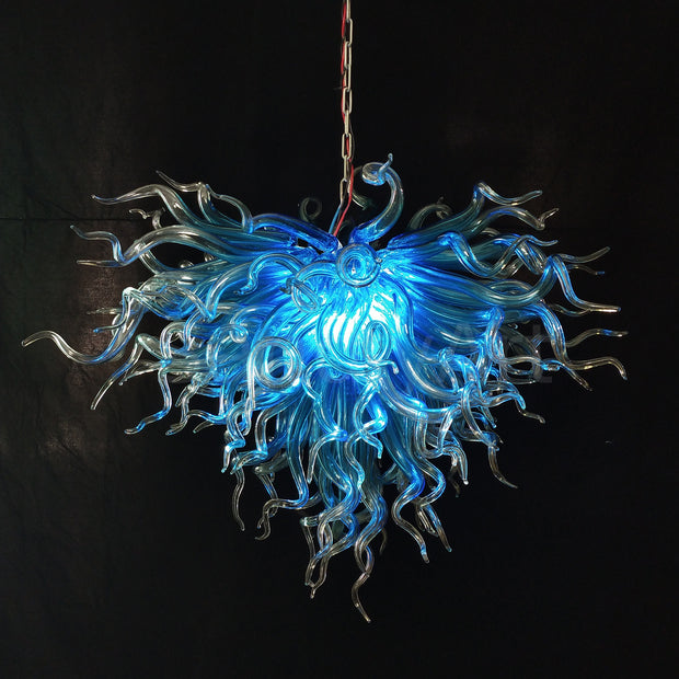 Blue with clear custom blown glass chandeliers modern design for dining room decoration