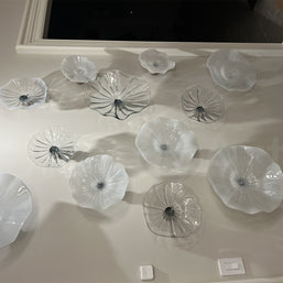 Hand made mouthblown glass white platters wall decoration Chihuly Persian plate