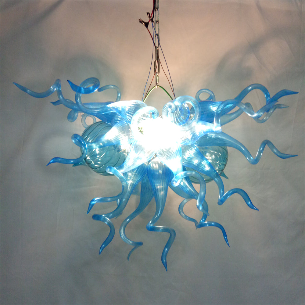 Hand blown blue glass lamp hand made DIY lighting art