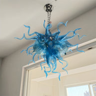 Hand blown blue glass lamp hand made DIY lighting art