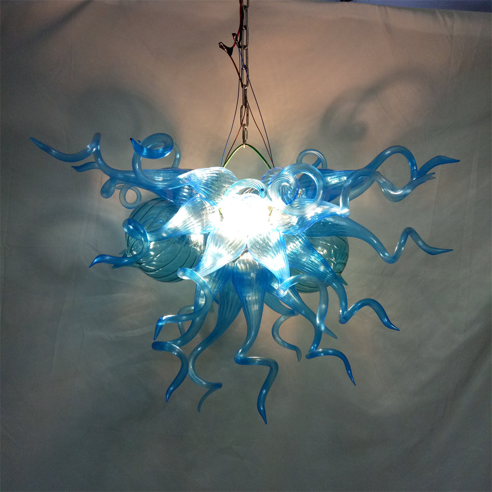 Hand blown blue glass lamp hand made DIY lighting art