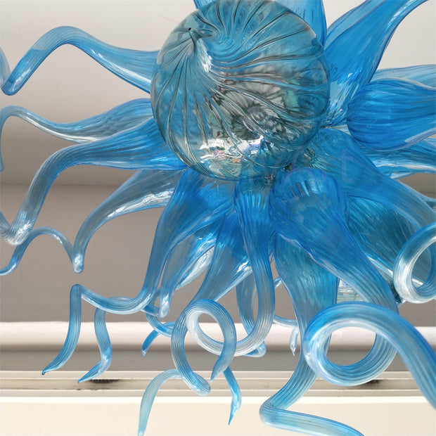 Hand blown blue glass lamp hand made DIY lighting art
