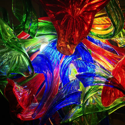 DIY colorful hand made glass floral chandelier