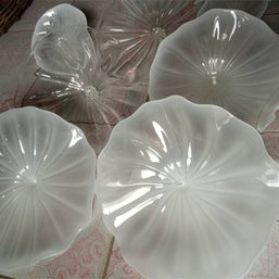 Hand made mouthblown glass white platters wall decoration Chihuly Persian plate