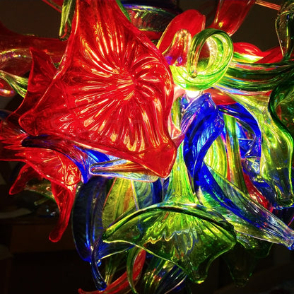 DIY colorful hand made glass floral chandelier