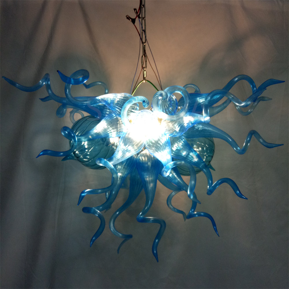 Hand blown blue glass lamp hand made DIY lighting art