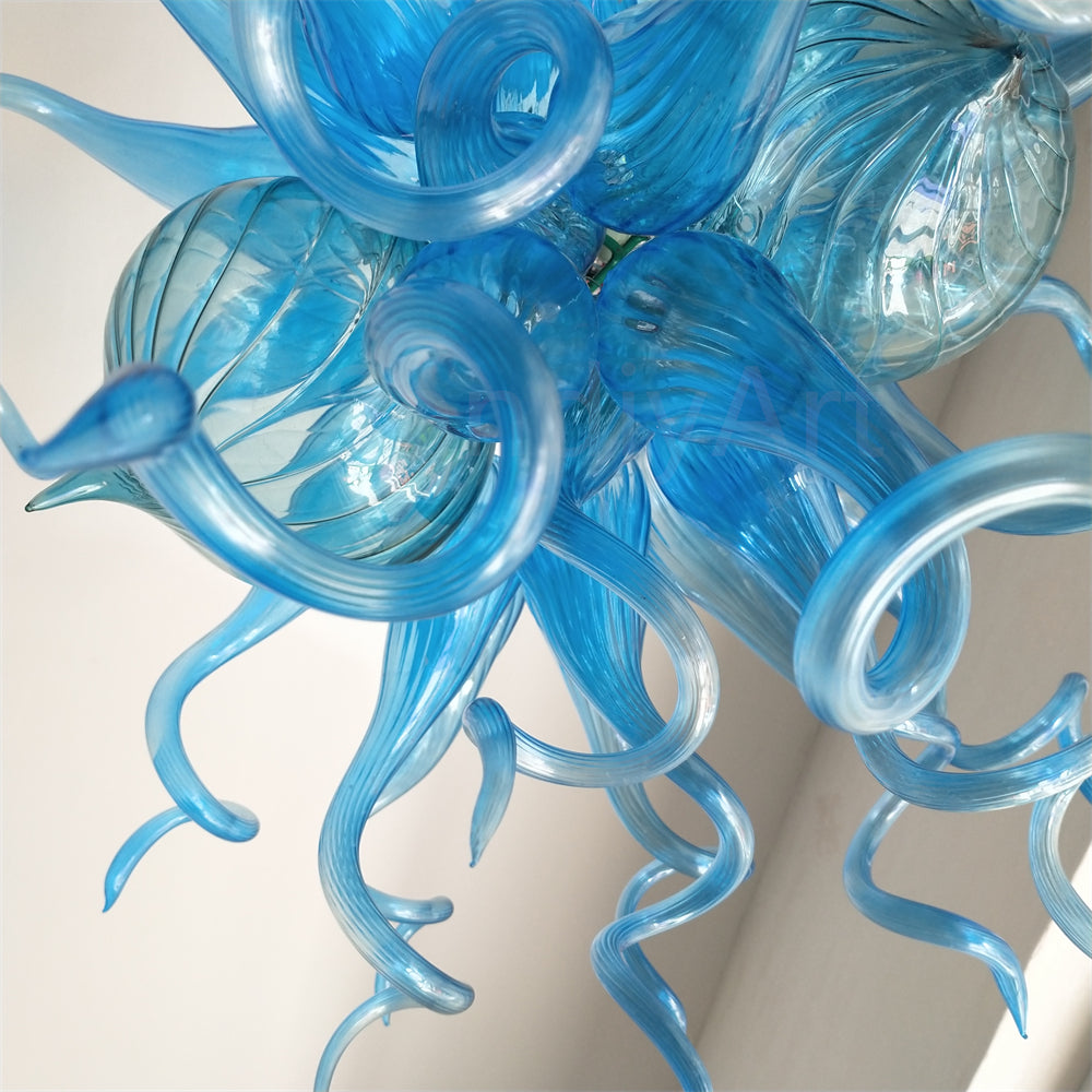 Hand blown blue glass lamp hand made DIY lighting art