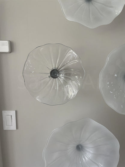 Hand made mouthblown glass white platters wall decoration Chihuly Persian plate