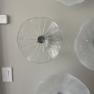 Hand made mouthblown glass white platters wall decoration Chihuly Persian plate