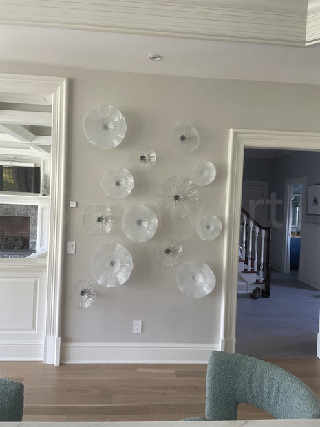 Hand made mouthblown glass white platters wall decoration Chihuly Persian plate