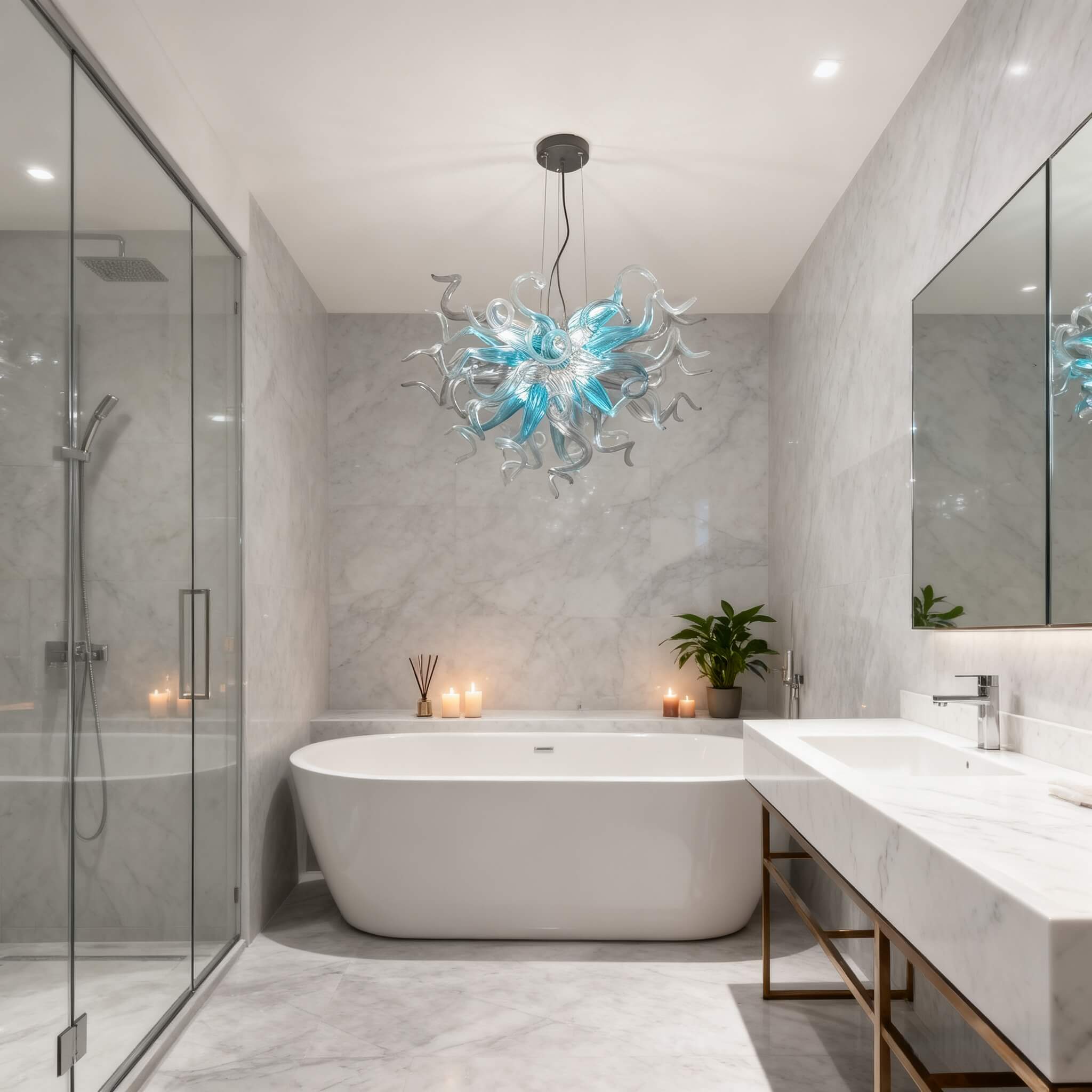 blown glass chandelier