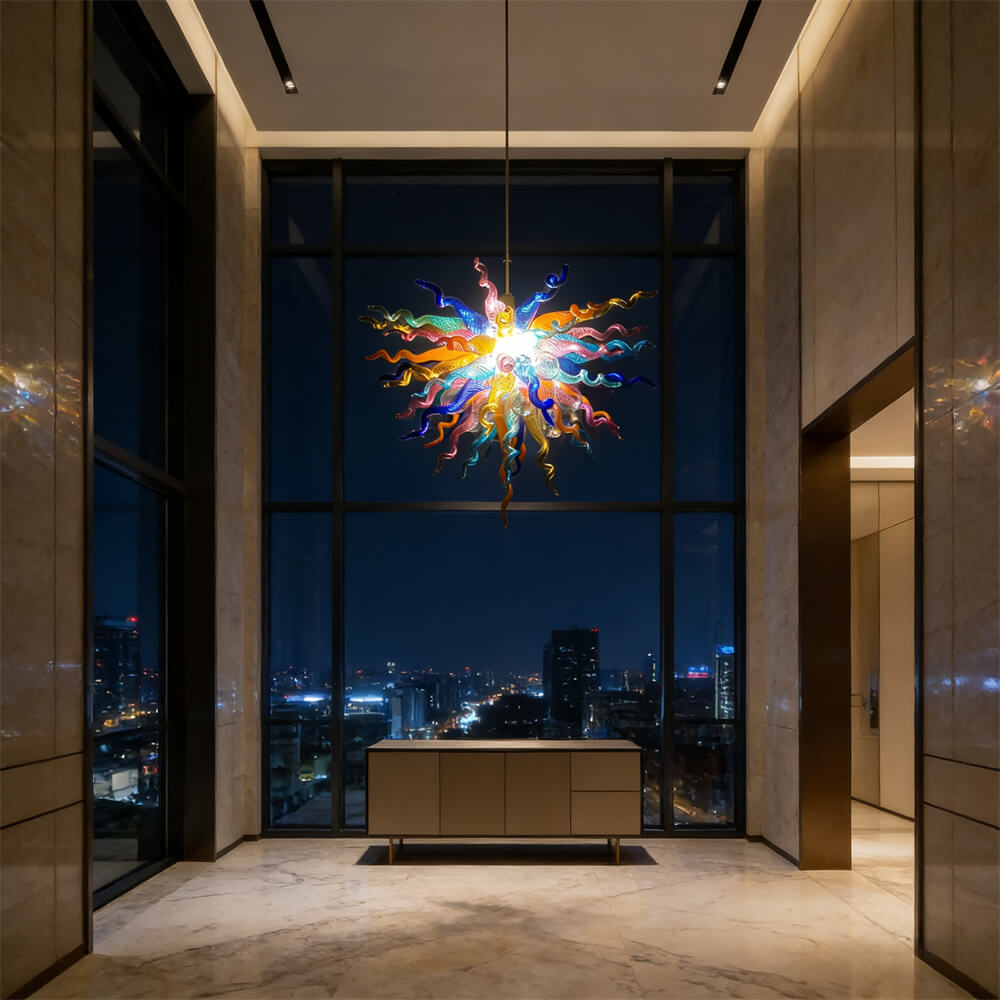 Multicolor hand made DIY blown glass ceiling light