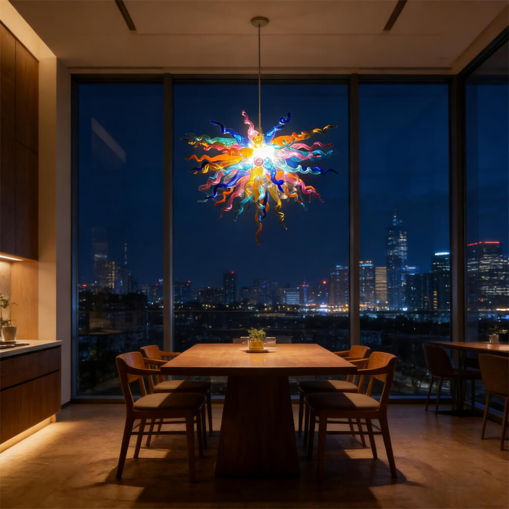 Multicolor hand made DIY blown glass ceiling light