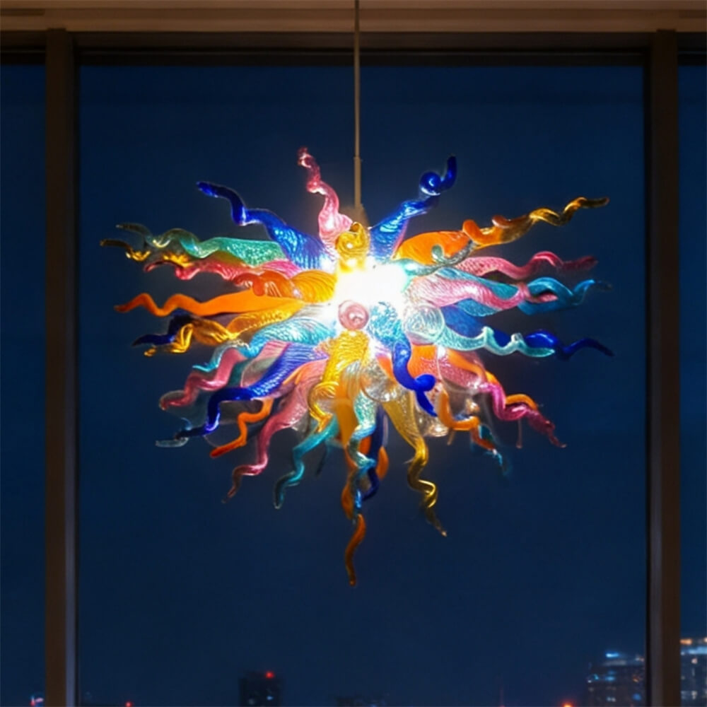 Multicolor hand made DIY blown glass ceiling light
