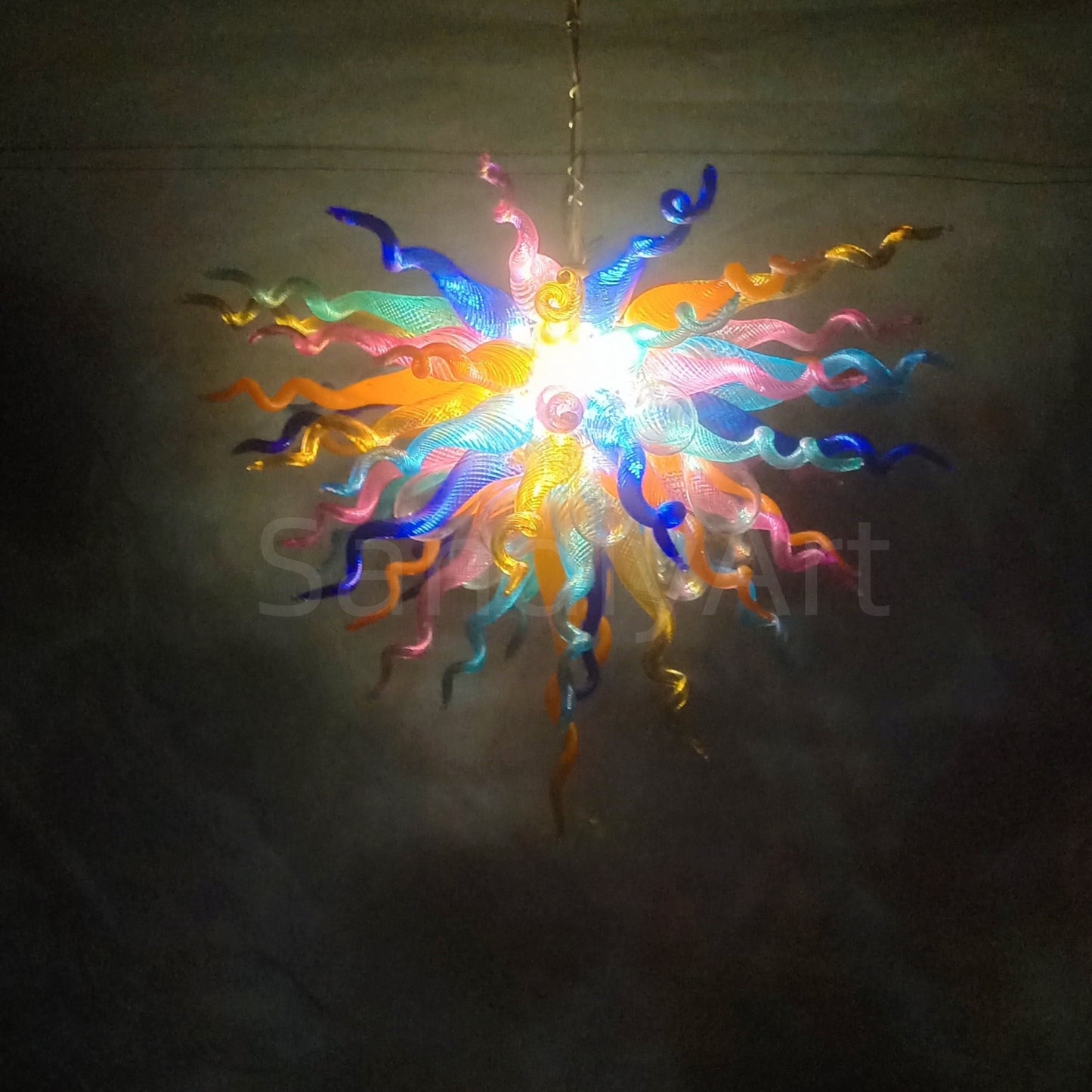 Multicolor hand made DIY blown glass ceiling light