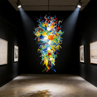 luxury coloful hand blown glass chandelier chihuly style villa decoration
