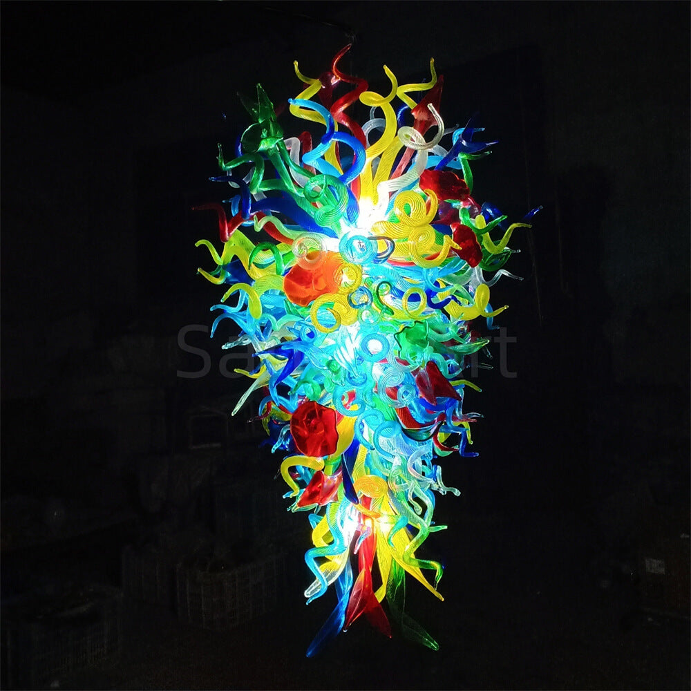 luxury coloful hand blown glass chandelier chihuly style villa decoration