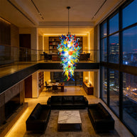 luxury coloful hand blown glass chandelier chihuly style villa decoration