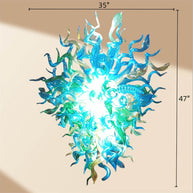 Green and blue color blown glass lighting chandelier